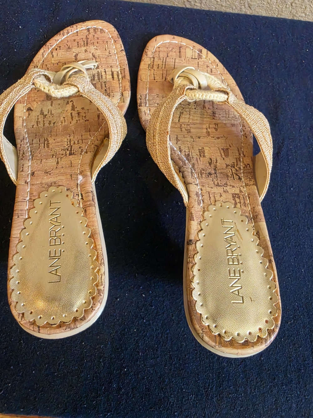 Lane Bryant Beige Cork Slide Sandals - Picture 5 of 7